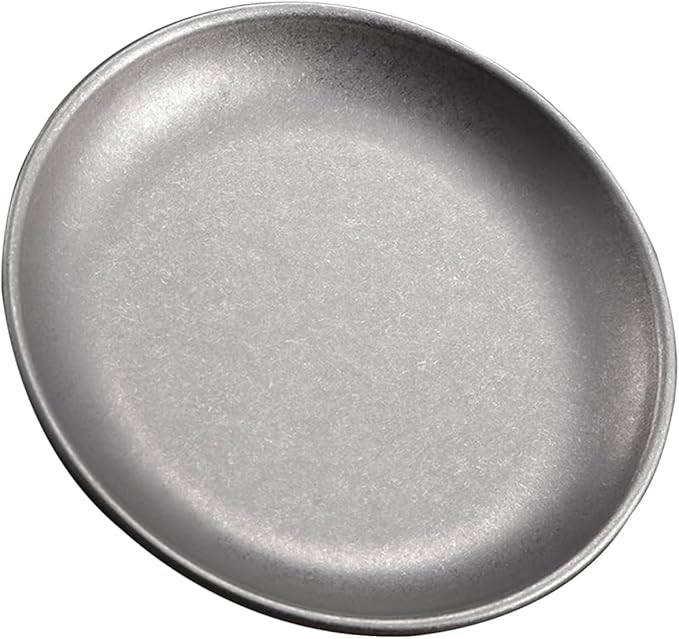 OUNONA Vintage Round BBQ Serving Tray Stainless Steel Snack Plate for Camping Picnics Household Use Versatile Food Dish for Snacks Fruits and Fried Foods