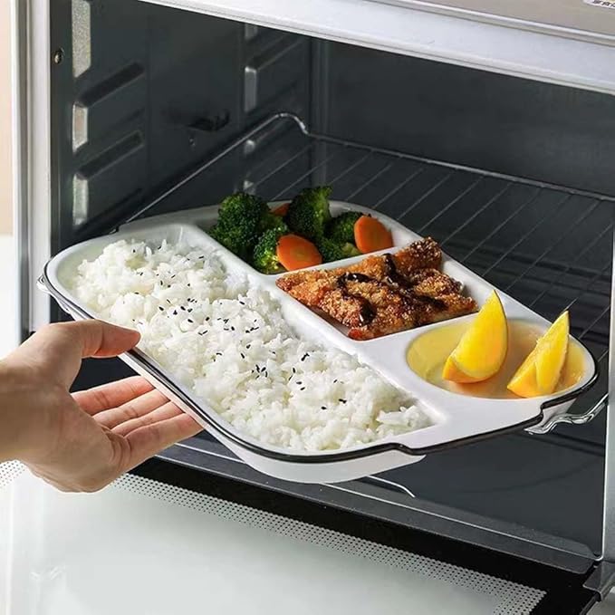 12inch Ceramic Divided Plate,4 Compartment Portion Control Plate,Reusable Bariatric Plate for Adults,White Dinner Plates for Daily Use,Dessert Plates for Balanced Meal