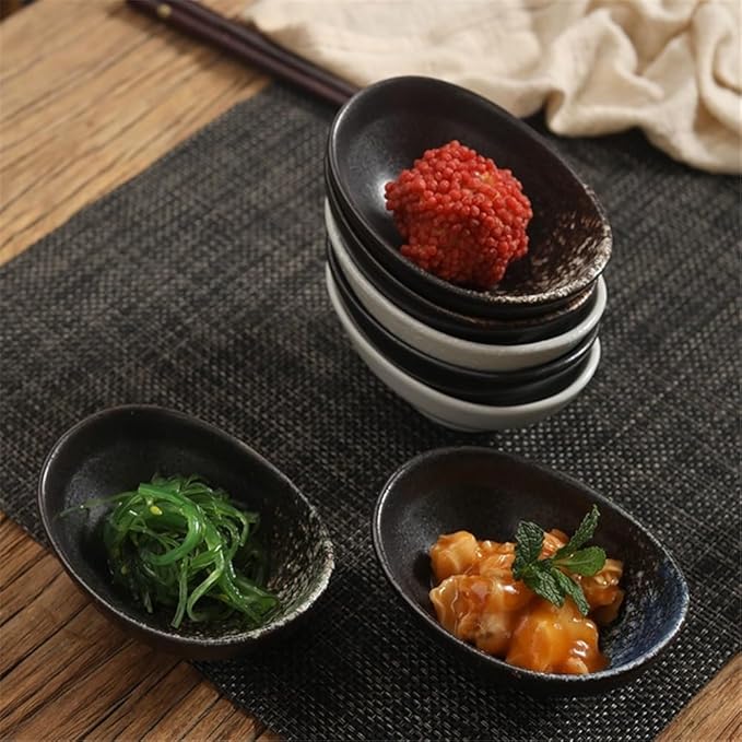 Appetizer Plates Ceramic Small Plate Egg Shaped Snack Bowl Sauce Bowls Seasoning Dish Home Kitchen Supplies for Condiment