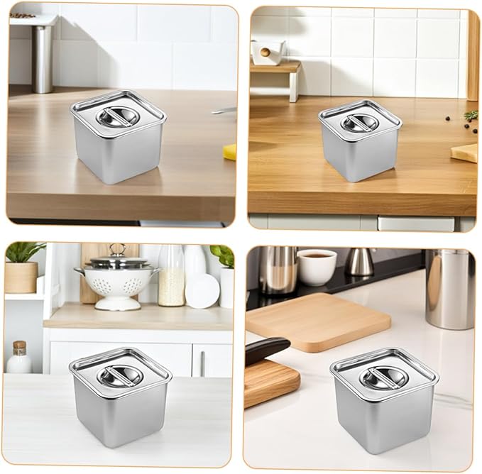 Homoyoyo Stainless-steel Frying Pan Lid Buffet Food Serving Tray Rectangular Metal Tray Freshness Lid