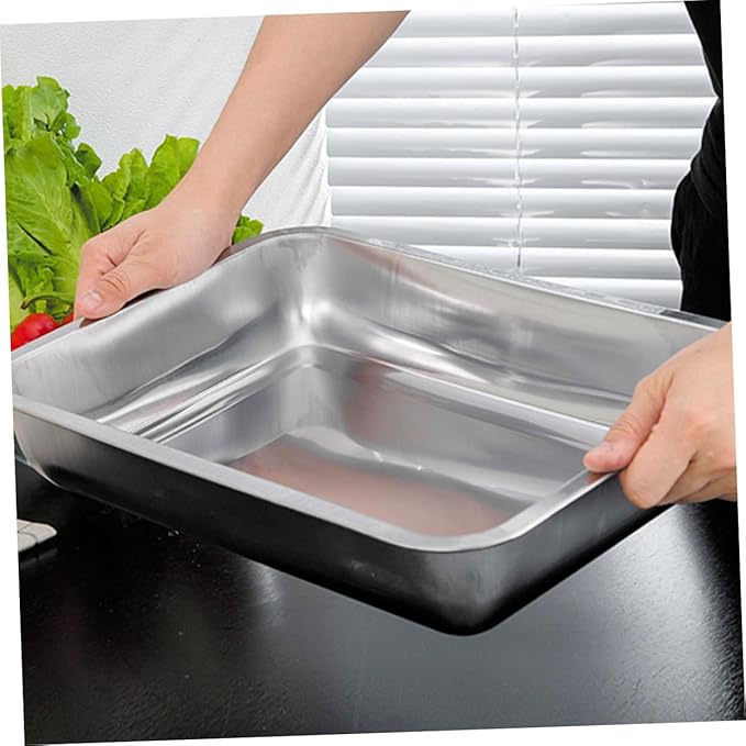 Garneck Stainless Steel Storage Tray Baking Rack Silver Trays for Serving Divided Dinner Plates Food Plate