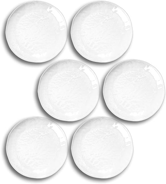 6.75 inch Melamine Plates, Round Salad Dessert Appetizer Plates for Kitchen, Small Plates, Set of 6 White Dishwasher Safe Shatter Resistant