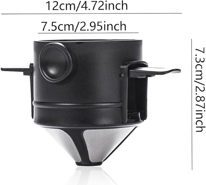 TopHomer Reusable Coffee Filter Stainless Steel, Pour Over Coffee Dripper Collapsible Paperless Single Serve 1-2 Cup with Foldable Handle for Camping Traveling