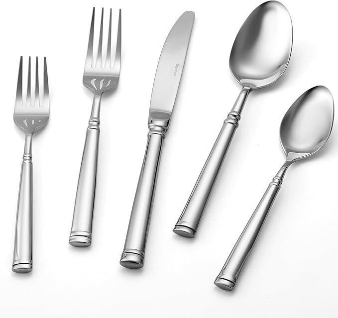 40-Piece Silverware Set for 8，Serenity Flatware Set 18/10 Stainless Steel，Fine Cutlery Set with Forks, Knives, Spoons，Durable and Elegant Design Tableware，Dishwasher Safe