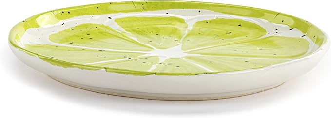DEMDACO Decorative Hanging Fruit Inspired Appetizer Plate From Design Serving Collection 8 Inch Ceramic Stoneware Lime