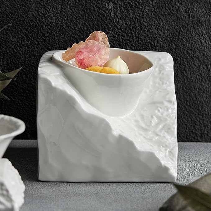 Appetizer Plates Ceramic Soup Bowls, Salad Bowls, Tableware, Special-Shaped Art Plates, White Cold Dish Bowls. Cheap Plates(A)