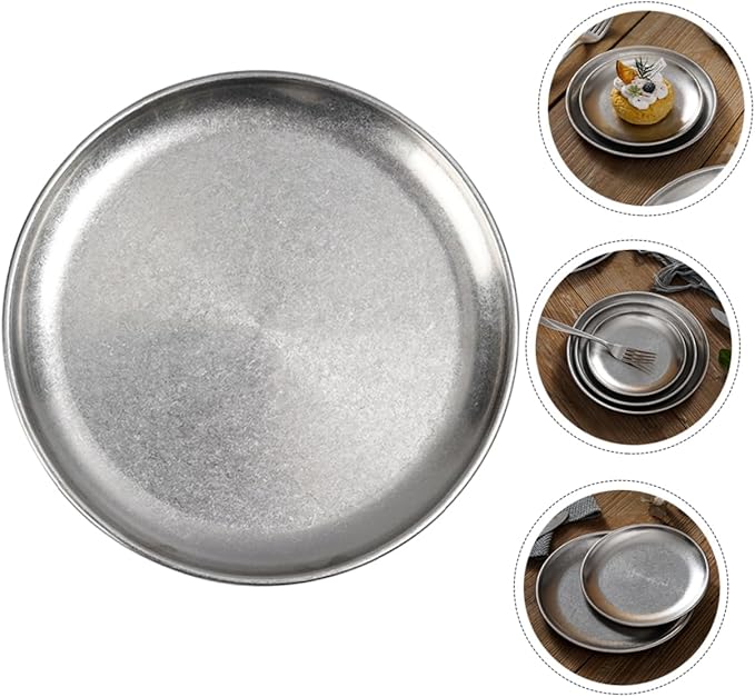 BESTonZON Food Trays Vintage Barbecue Plate Decorative Serving Trays Korean Style Dish Nut Plate Table Tray Cutlery Beef Meat Roast Meat Tray Dinner Dish Metal