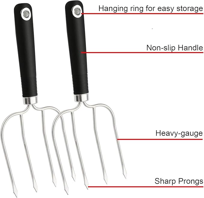Turkey Lifter Forks Set of 2 Stainless Steel Turkey Lifters with Non-Slip Handle Turkey and Poultry Lifters Turkey Claws Carving Fork