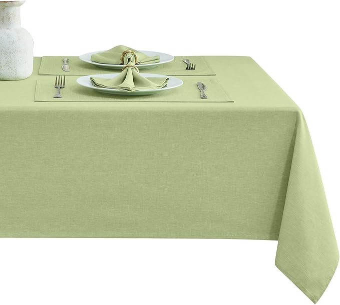 Rectangle Table Cloth Linen Farmhouse Stainproof Waterproof Washable Polyester Oblong Rectangular Fabric Table Cover for Kitchen Dining Dinner(Mint Green/60x84 Inch)