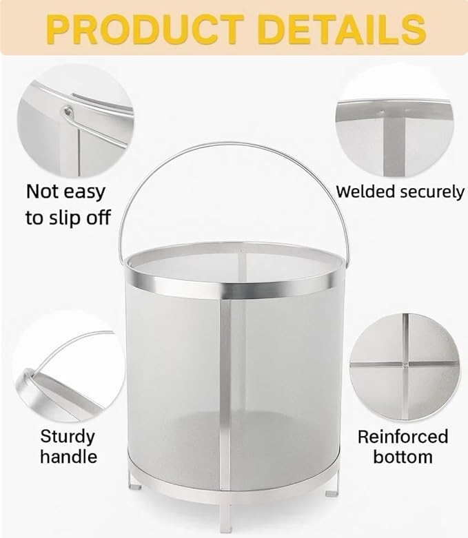 Gekufa Hop Filter 300 Micron 304 Stainless Steel – 11.8" x 12.2" Dry Hop Strainer for Homebrew, Beer, Wine, Tea & Coffee – Rust-Resistant Mesh, Dishwasher Safe, Easy to Clean (11.8”×12.2“)