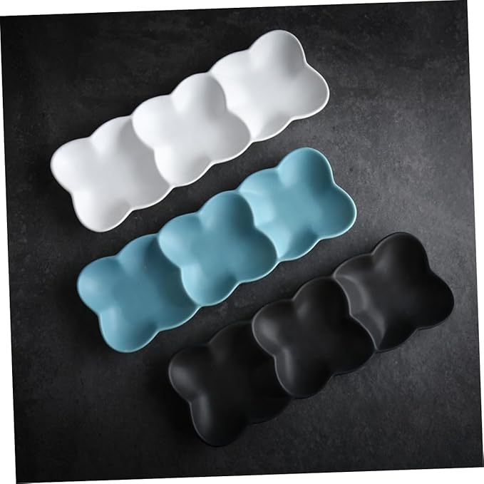 PRETYZOOM Ceramic Snack Serving Tray Nordic Style Appetizer Plate with Three Grids for Dips Condiments and Snacks White Dish for Gatherings and Everyday Use
