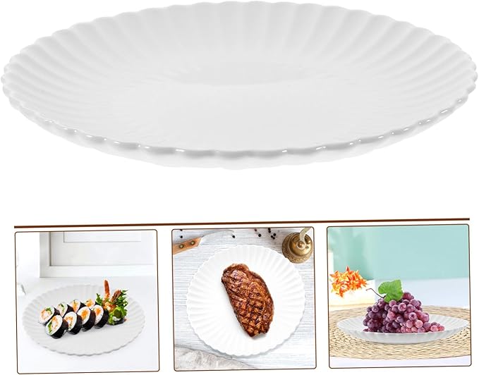 ABOOFAN Chrysanthemum Shaped Ceramic Dessert Tray Elegant Matte Snack Plate for Home Kitchen Tableware for Serving Cakes Sushi and Appetizers White
