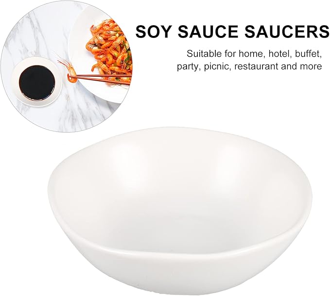 MARURY 4pcs Ceramic Sauce Dishes Dip Bowls Round Seasoning Dishes Sushi Dipping Bowl Saucers Bowl Appetizer Plates Seasoning Dish Saucer Plates Blue (Color : White)