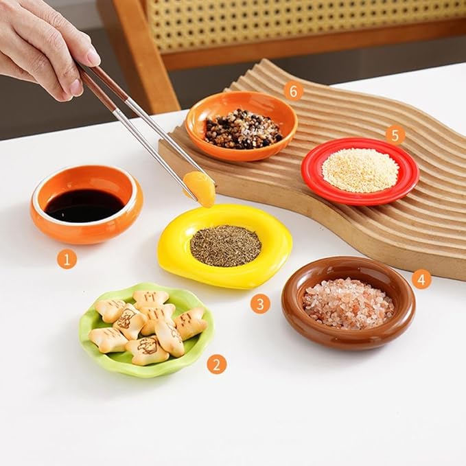 Stackable Hamburger Plate Set, Burger 6-Layer Mini Dinner Plate, Funny Ceramic Sauce Containers, Ceramic Hamburger Shaped Bowls and Plates Tableware for Burger Sauce, Sushi Dip, Appetizer, Snack