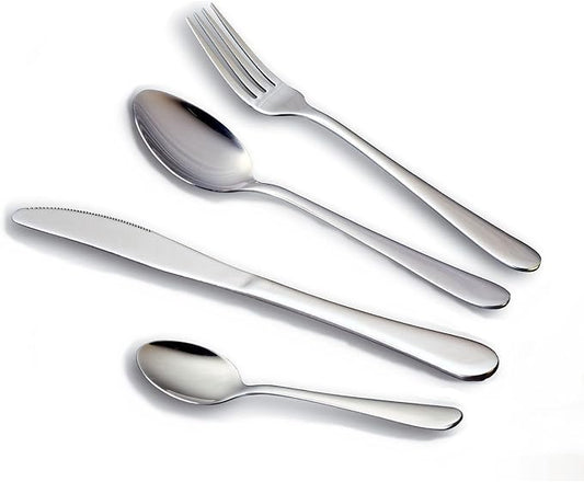 HornTide 16-Piece Flatware Sets Dinner Knife Fork Spoon Teaspoon 4-Piece Place Setting Service for 4 Person Stainless Steel Mirror Polishing