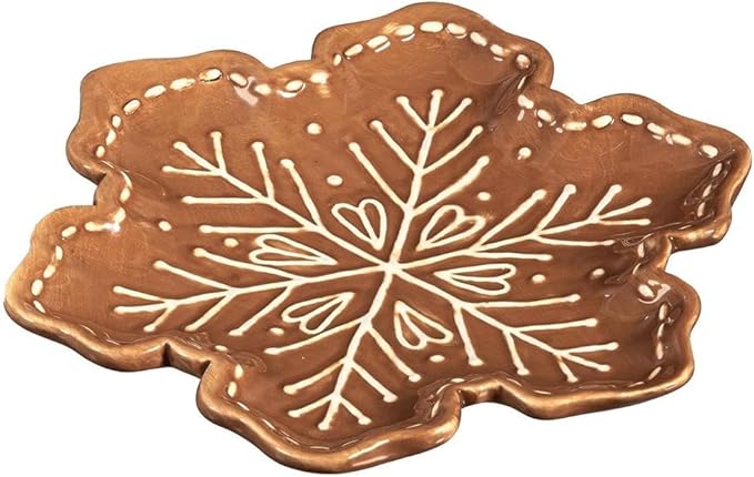 Embossed Ceramic Snowflake Appetizer Plate, 8" by Evergreen