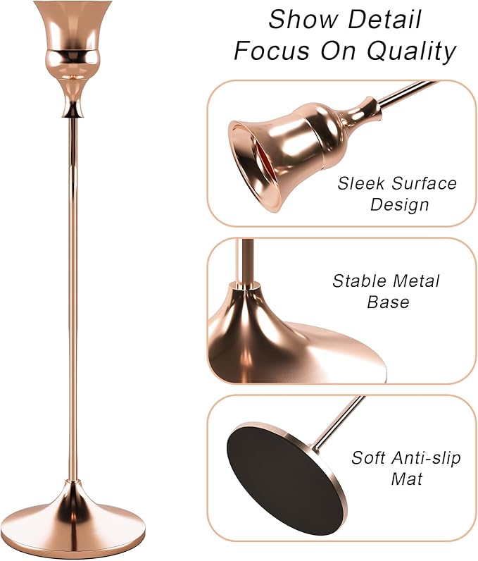 Candlestick Holders Rose Gold, 9 Packs Taper Candle Holder for Candlesticks, Candle Sticks Holder Decor for Home Decor