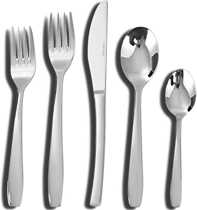 60 Piece Silverware Set,Stainless Steel Flatware Set for 12,18/0 Rust-Proof Cutlery Set with Forks & Spoons,Mirror Polished Dishwasher Safe - Heavy Duty Tableware for Home & Dining