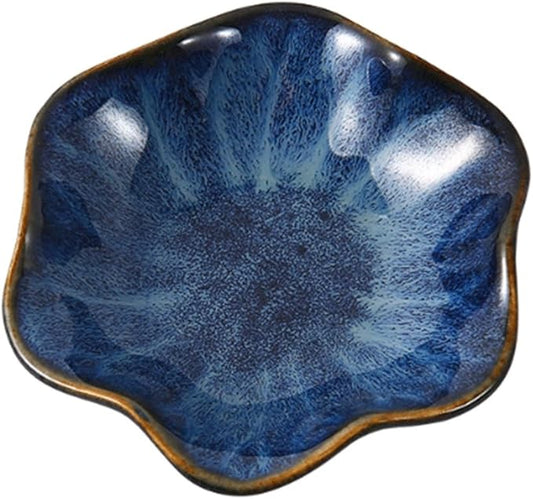Ceramic cutlery salad bowl Ceramic Lotus Leaf Plate Bone Plate, Ceramic Sauce Dish Plates for Snack Sushi Ketchup Condiments Appetizer Dessert. small bowl (Color : Brass)