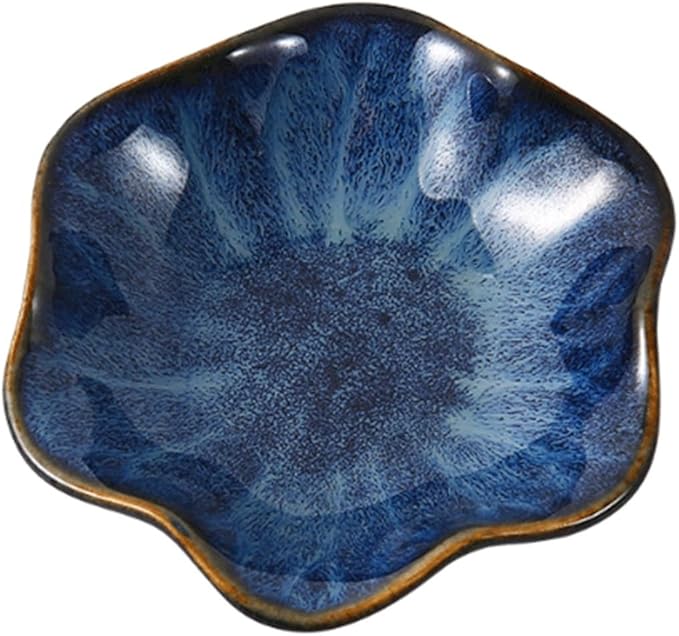 Appetizer Bowls Ceramic Lotus Leaf Plate Bone Plate, Ceramic Sauce Dish Plates for Snack Sushi Ketchup Condiments Appetizer Dessert. Salad Bowls (Color : Brass)