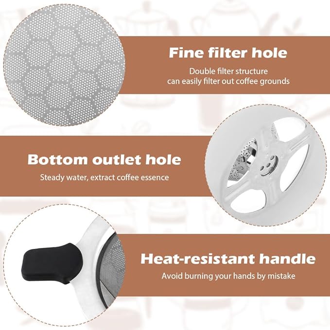 Pour Over Coffee Dripper, Paperless Coffee Filter, Pour Over Drip Coffee Filter, Stainless Steel Reusable Filter Easy Clean Maker Pour Over Coffee Dripper Double Mesh With Brush