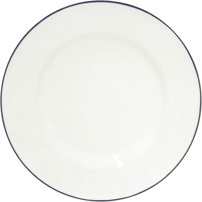 Costa Nova Ceramic Stoneware 9'' Salad Dessert Plate - Beja Collection, White & Blue | Microwave & Dishwasher Safe Dinnerware | Food Safe Glazing | Restaurant Quality Tableware