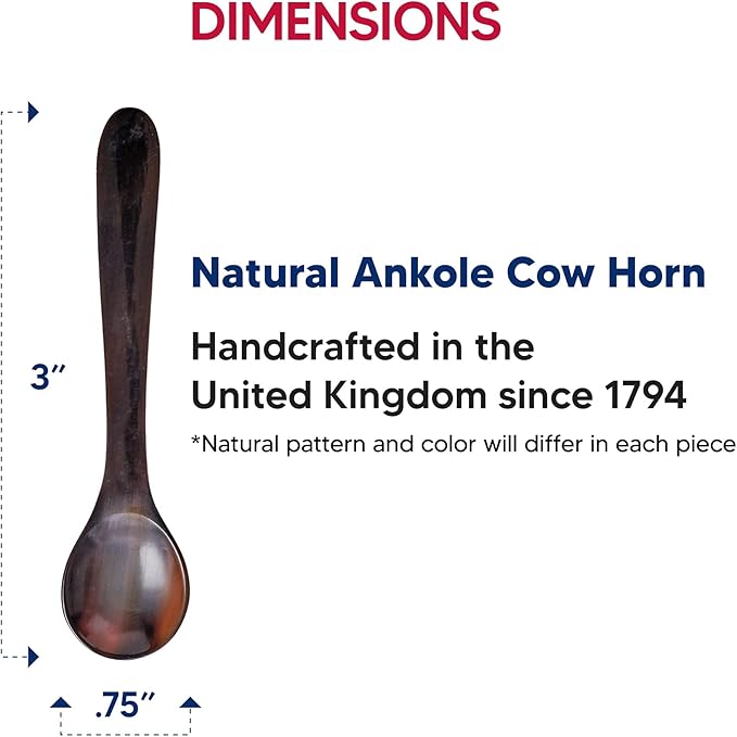 HIC Kitchen Caviar Spoon, Handcrafted in the United Kingdom, Responsibly Sourced Ankole Cow Horn, 3-Inch