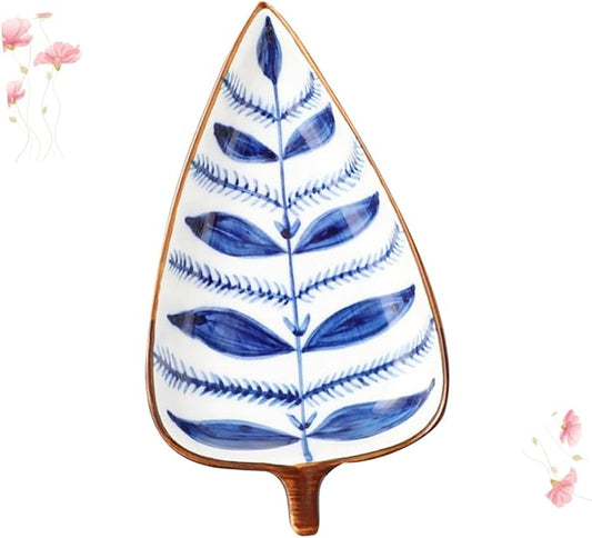 Leaf Shaped Ceramic Appetizer Plates Versatile Food Sauce Dish for Condiments Fruits and Snacks for Home Parties Camping and Outdoor Bbq Random Pattern
