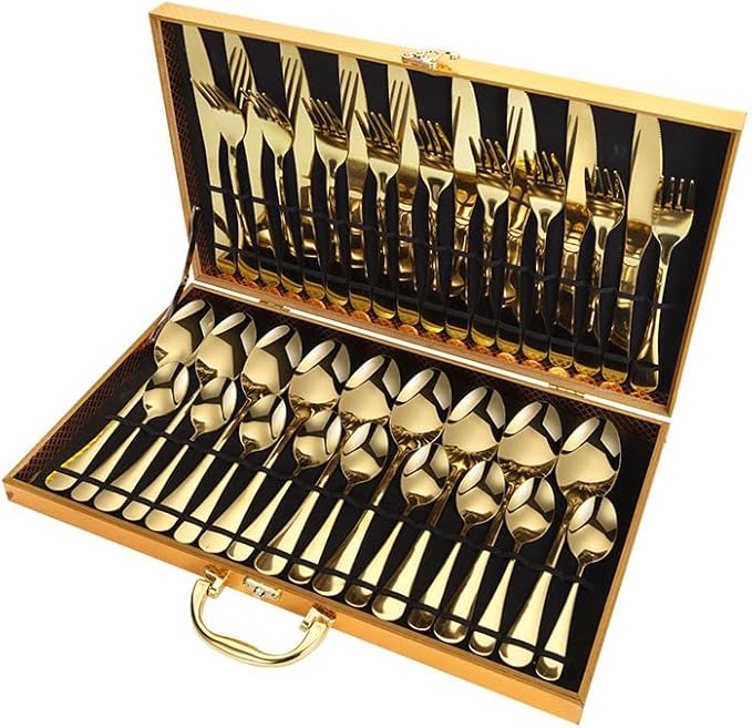 Stainless Steel Flatware Serving Set,Home Kitchen Eating Tableware Set,Dishwasher Safe,for Home Kitchen Restaurant Hote 36-Piece Stainless Steel Knife, Fork and Spoon Steak Knife, Fork and Spoon Gift