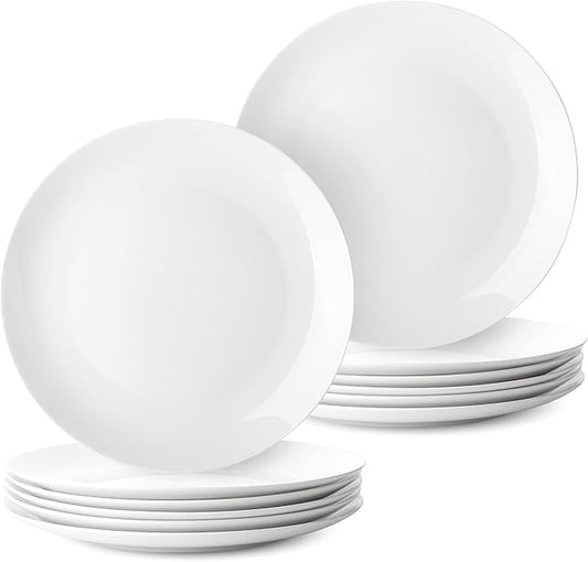 BTaT- White Dinner Plates, 10.5 inch, Set of 12, Restaurant Dishes, White Porcelain Dinner Plates