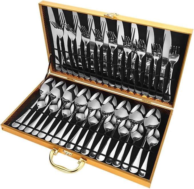 Stainless Steel Flatware Serving Set,Home Kitchen Eating Tableware Set,Dishwasher Safe,for Home Kitchen Restaurant Hote 36-Piece Stainless Steel Knife, Fork and Spoon Steak Knife, Fork and Spoon Gift