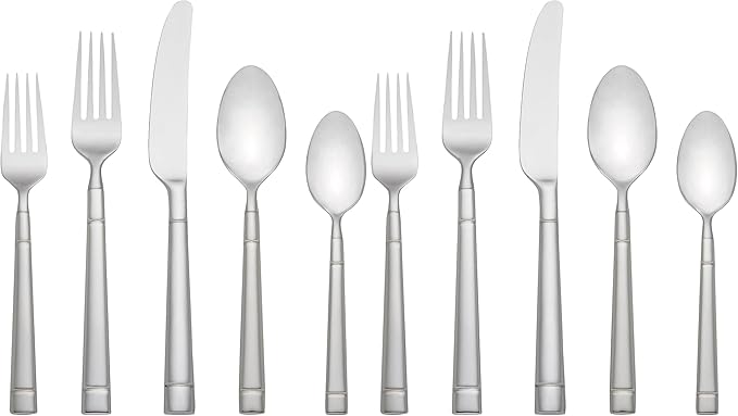 Kate Spade New York Fair Harbor Flatware Set, 18/10 Stainless Steel, 45-Piece| (Pack of 2)