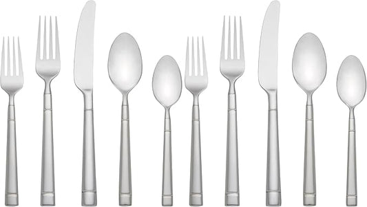 Kate Spade New York Fair Harbor Flatware Set, 18/10 Stainless Steel, 45-Piece| (Pack of 2)