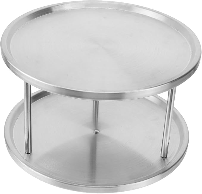 Cabilock Stainless Steel Seafood Snack Plate Double with Bracket Food Serving Tray for Restaurant Party Buffet Silver Kitchen Utensil
