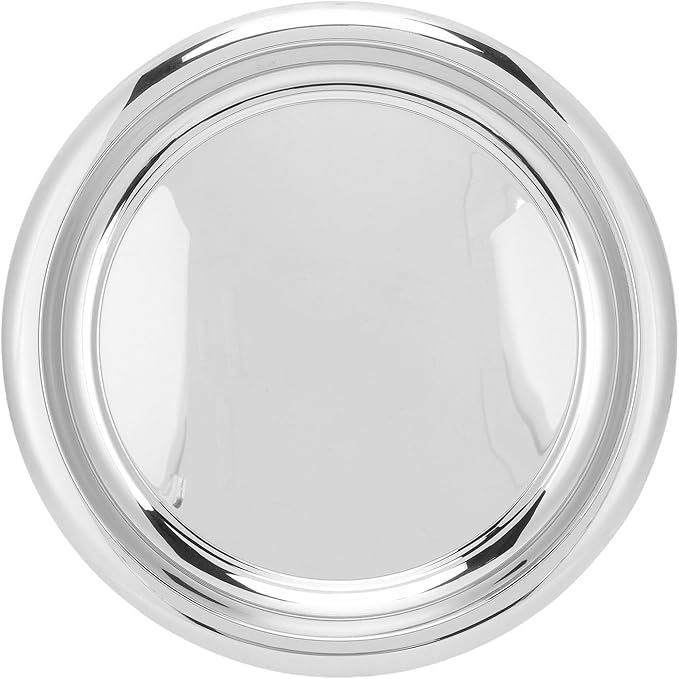 Stainless Steel Round Serving Tray Mirror Polished Silver Bar Tray Circular Platter for Drinks Snacks Desserts Home Kitchen Bar Use Durable 35cm Diameter Rustproof