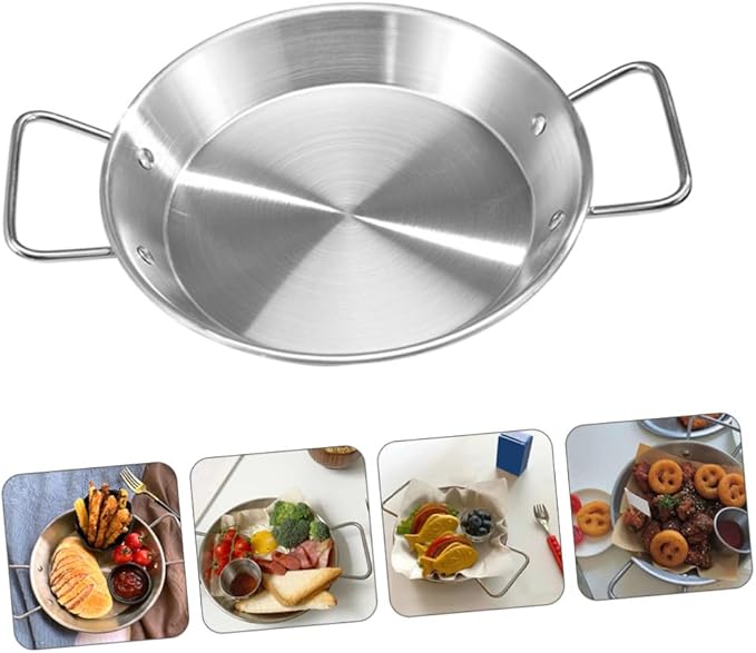 Classic Design Double Handle Plate Silver Serving Tray Party Platter Snack Plate Heat Resistant Dinnerware
