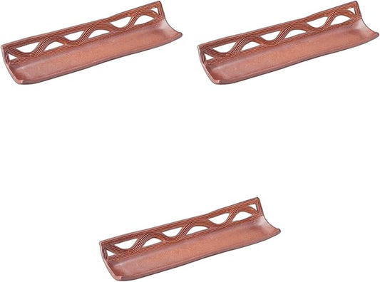 Setomonohonpo Set of 3, Fire Color, Openwork Long Angle Extending Plate (Handcrafted), 11.2 x 3.3 x 1.2 inches (28.5 x 8.5 x 3 cm), Appetizer Plate, Porcelain
