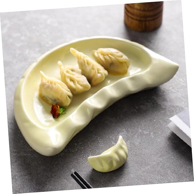 Ciieeo Ceramic Dumpling Plate Cute and Creative Appetizer Dish for Dumplings Snacks and Fruits Spacious and Multipurpose Design for Family Gatherings and Parties