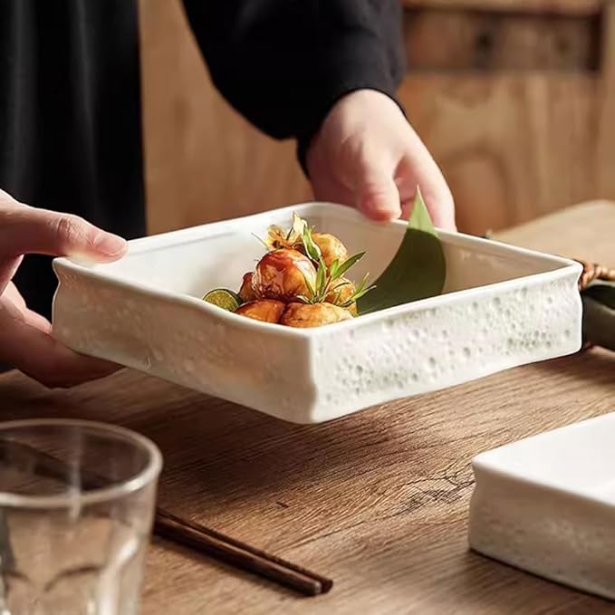SONGCHAO Party Supplies Creative Square Dinner Plate Ceramic Cold Dish Plate Restaurant Appetizer Plate Commercial Snack Plate Dessert Plate Party Plates (Color : 6.5in)