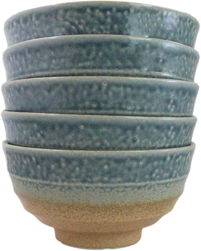 Ebros Gift Artistic Blue River Ao Nagashi Collection Dinnerware Serveware Kitchenware Set Asian Japanese Restaurant Supply (Pack Of 5 Medium Soup Salad Rice Bowls 24oz)