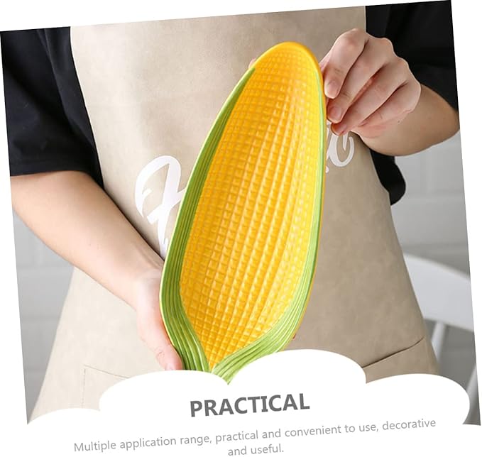 1PC Hand Painted Ceramic Corn Snack Plate Refreshment Serving Dish Unique Kitchen Utensil for Appetizers Fruits Snacks Decorative Tableware for Parties Gatherings