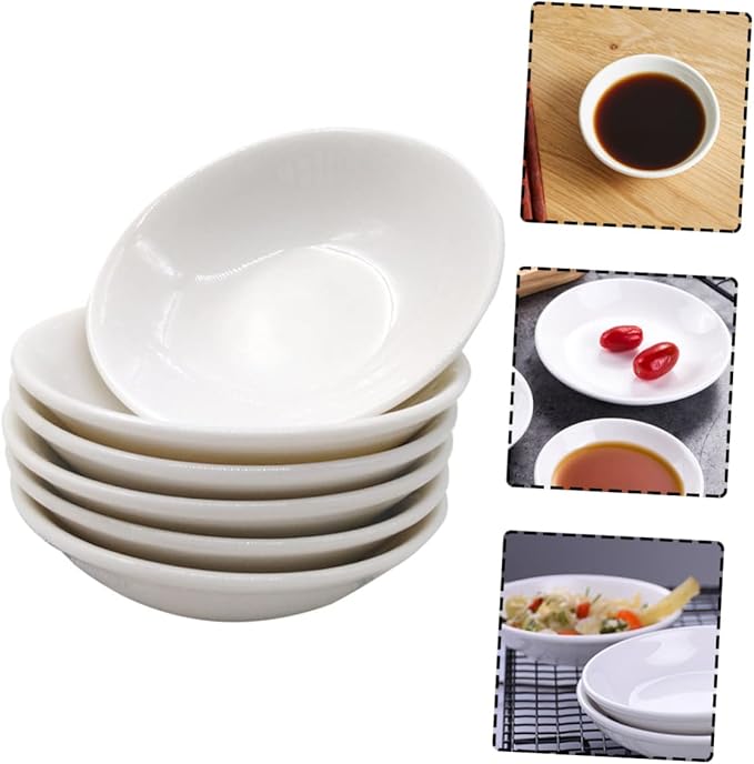 Cabilock 6pcs Ceramic Sauce Dishes Practical Seasoning Plates for Condiments Snacks and Dips for Home Kitchen Bbq and Picnics Appetizer Bowls