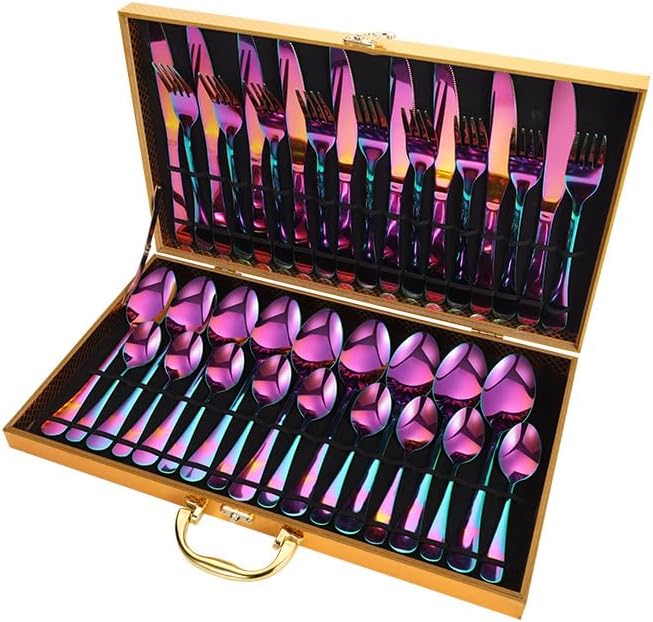 Stainless Steel Flatware Serving Set,Home Kitchen Eating Tableware Set,Dishwasher Safe,for Home Kitchen Restaurant Hote 36-Piece Stainless Steel Knife, Fork and Spoon Steak Knife, Fork and Spoon Gift