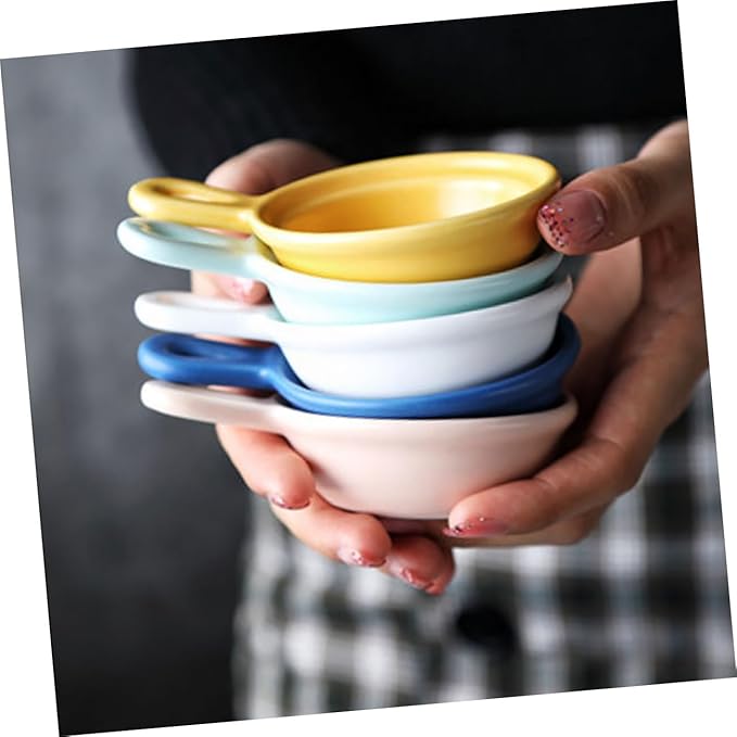 STOBAZA 4pcs Appetizer Plates of Condiment Bowls Handle for Boys and Girls French Fries Soup