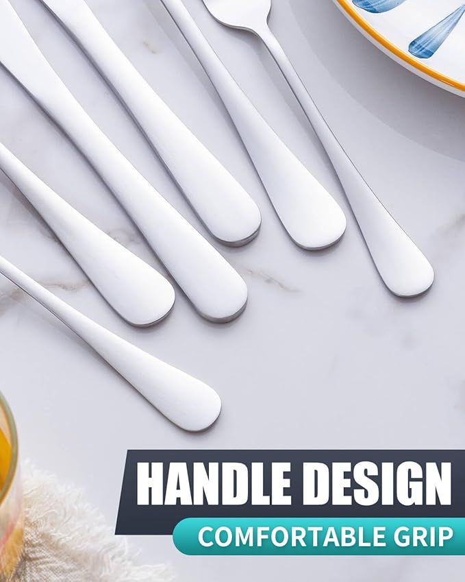 20-Piece Matte Silverware Set for 4, Stainless Steel Rustic Flatware, Modern Cutlery Utensils, Spoons and Forks for Restaurant, Dishwasher Safe