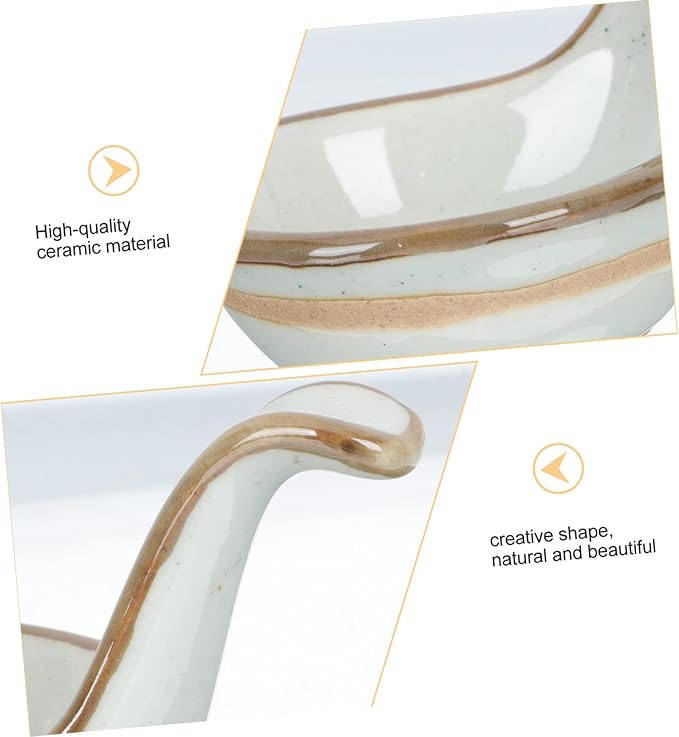 Cabilock 2pcs Elegant Kitchen Seasoning Plate Ceramic Caviar Spoon Bowl Easy to Clean