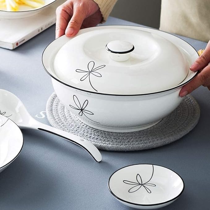 Dinnerware Set Dinner Party Tableware Service Set 60-Pieces Porcelain White Dinnerware Sets - Dinner Plates and Bowls Sets, Ceramic Dishes Set Service for 8/10/12, Creative Dinner Plates(56Pcs)