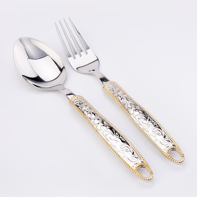 Western Rodeo Cowboy Buckle 8-piece Silverware Lunch Set by Cowboy Living