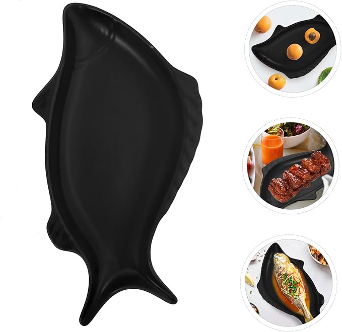 Homoyoyo Ceramic Fish Shaped Plate Set - 14 Inch Decorative Snack and Serving Dish for Home and Restaurants - for Cakes Appetizers and Utensil Display Unique Nut Tray Design