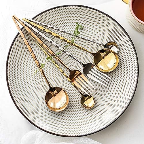 Stainless Steel Flatware serving set,Home Kitchen Eating Tableware Set,Dishwasher Safe,For Home Kitchen Restaurant Hote 5/20/30/40/50/60 Pieces Portuguese Retro Rose Gold 304 Stainless Steel Cutlery S